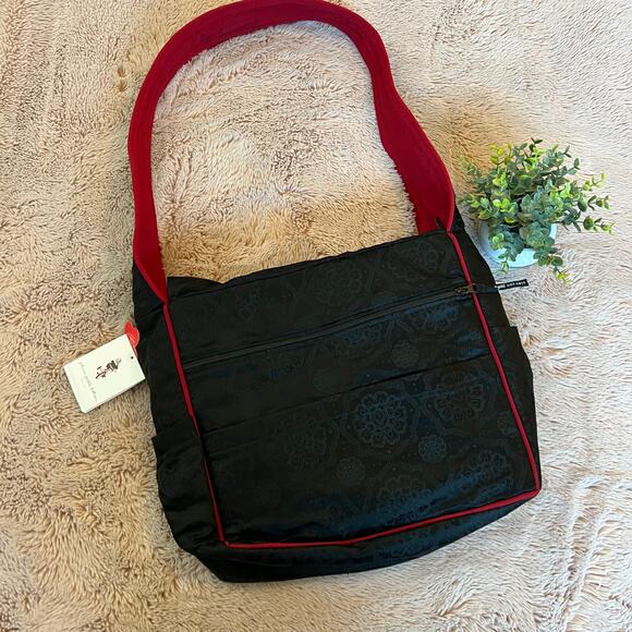 NWT Petunia Pickle Bottom Red and Black Diaper Shoulder Crossbody Bag - Picture 7 of 14